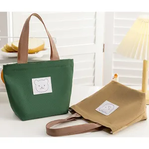 Customized Ladies Canvas Bag Convenient Cloth Bag Bento Small Carrying Bag Cartoon Solid Color Handbag