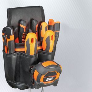 Black Genuine <b>Leather</b> <b>Tool</b> Belt <b>Pouch</b> with Hammer Holder - Product Image 4