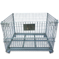 Conteneur de stockage en acier galvanisé robuste, grande capacité, boîte en maille d'entrepôt, cage métallique pliable, bac métallique empilable, OEM