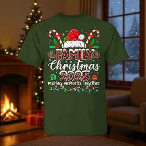 Tenue de Noël en famille 2025 : T-shirts assortis avec motif chapeau de Père Noël rouge - Product Image 3