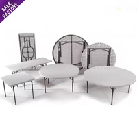 Table Pliante de Banquet Ronde Blanche en Résine Plastique Légère Populaire pour Fête et Mariage