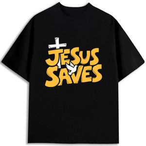 Camiseta Jesus Saves para Hombre, 100% Algodón, Corte Regular, Manga Corta, Cuello Redondo, Estampado, Tela Jersey Ecológica de 180 g/m², Hecha en EE. UU. - Product Image 1