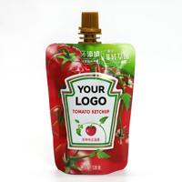 Conception personnalisée imprimé alimentaire liquide jus sac sac tomate BBQ salade Sauce vinaigrette pochette d'emballage avec bec verseur