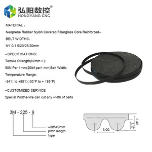 3M-correa dentada de goma síncrona, 8 / 9 / <span class=keywords><strong>10</strong></span> / 12 / 15 / 20mm de ancho, correa de goma para máquina de corte láser CNC - Product Image 5