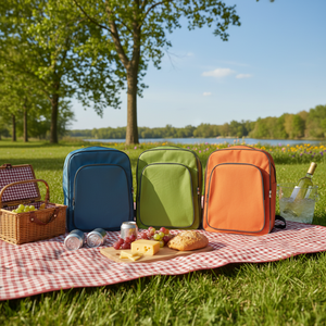 Zaino Termico di Lusso Tinta Unita 36x28x9 Morbido Moderno per Picnic all'Aperto Borsa per Vino Refrigerante Colori Assortiti - Product Image 3