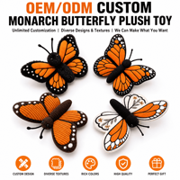 Fabricant de jouets en peluche personnalisés en forme de papillon monarque, OEM ODM, vente en gros de poupées en peluche douces pour les mascottes de marque et les articles cadeaux