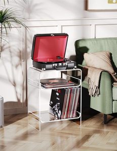 Modern Eco-Friendly Clear Acrylic <strong>Record</strong> <strong>Player</strong> <strong>Table</strong> with Storage Shelf Green Nightstand - Product Image 5