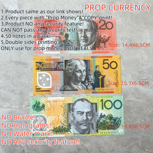 Ультратонкие качественные австралийские фальшивые банкноты AUD (20, 50, 100 долларов) из полимера для кино, реалистичные, для декора вечеринок и реквизита - Product Image 6