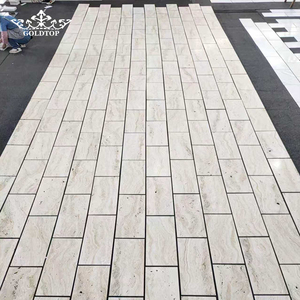 Paneles de Piedra Delgada GOLDTOP, Baldosas de Travertino Resistentes a la Intemperie, Acabado Pulido y Antideslizante, Revestimiento de Fachada para Exteriores - Product Image 1