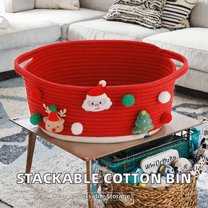 Custom Wholesale Modern Eco-Friendly <b>Stackable</b> Household Storage Desk Organizer Toy Bin Cotton Rope <b>Baskets</b> Decorative Fluffy - Product Image 2