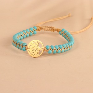 Pulsera de Turquesa Africana Natural con Amuleto Árbol de la Vida, Pulsera Trenzada de Doble Capa, Joyería Boho Curativa para Mujeres y Hombres - Product Image 4