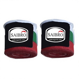 Bandages de boxe Saibro en coton élastique pour l'entraînement de kickboxing toutes saisons, rayures rouges, vertes et blanches - Product Image 4