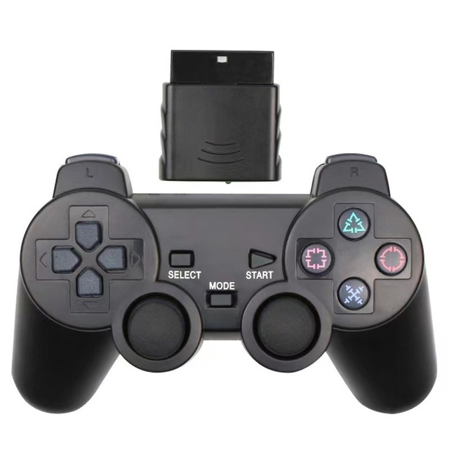 Manufacturer Wholesale In-stock 2.4G PS2 Game Controller Dual Vibration Transparent Snowflake Buttons Wireless for PS2