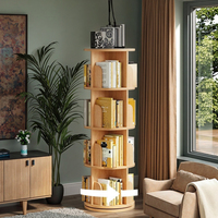 Bibliothèque en bois massif 360 °   Étagère tournante en bois pour bibliothèque, étagères de rangement pour librairie