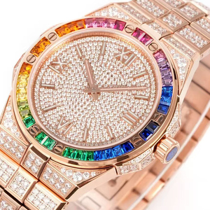 Relojes Mecánicos de Lujo para Hombre, Clásicos, Más Vendidos, Luminosos, Resistentes al Agua, con Reserva de Energía, Caja de Oro Rosa, Correa con Incrustaciones de Moissanita - Product Image 3