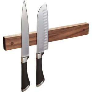 Tira de cuchillo magnético de madera, bloque de cuchillo magnético Universal de nogal, soporte de cuchillo para pared