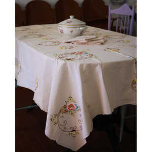 Mantel de Jacquard de Algodón con Bordado Colorido y 12 Servilletas, Mantel Rectangular de Tela No Tejida de Marca para Hoteles - Product Image 6