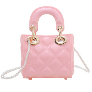 2025 été nouveau sac de gelée à la mode matelassé princesse <span class=keywords><strong>Diana</strong></span> sac pour femmes PVC perle bandoulière ouvert Mini sac pour dames enfants - Product Image 1