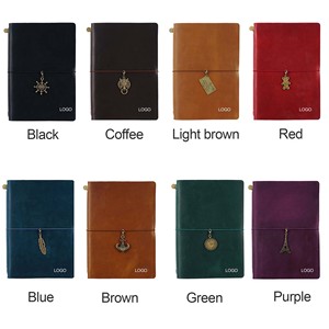 Blocco note da viaggio con Logo personalizzato A5 22x15.5cm in pelle pieno fiore rilegatura a spirale ricaricabile diario 550g stile Vintage regalo - Product Image 5