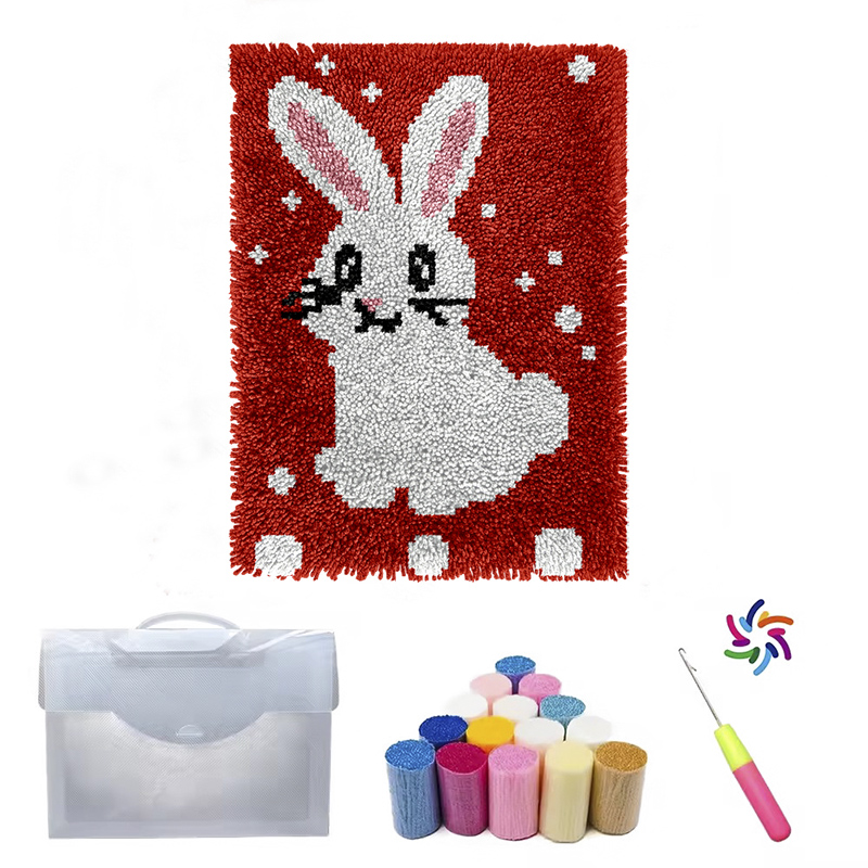 Kits de tapis à crochet avec motif de lapin