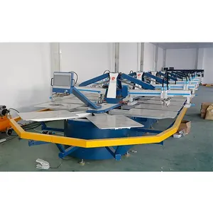 Multi function interface automatic carousel octopus 16 color 52 stations screen printing machine