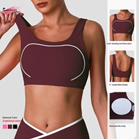 Soutien-gorge de sport sans coutures à fort impact pour femme, haut de yoga sans manches 100 % nylon à séchage rapide, respirant et offrant un excellent maintien