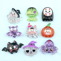 En gros Halloween Fantôme Citrouille Chauve-Souris Écologique Résine DIY Junk Téléphone Trou Chaussures Patch Cheveux Ornements Matériel Paquet