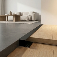 Profilé de bordure de sol moderne en aluminium noir brillant, durable et étanche, pour carreaux de céramique, hauteur 6,5 mm, épaisseur 1,1 mm, longueur 2,5 m, facile à poser