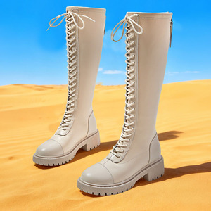 Botas Femininas de Cavaleiro Atacado Direto da Fábrica - Botas de Cano Alto com Cadarço para Outono e Inverno - Product Image 1