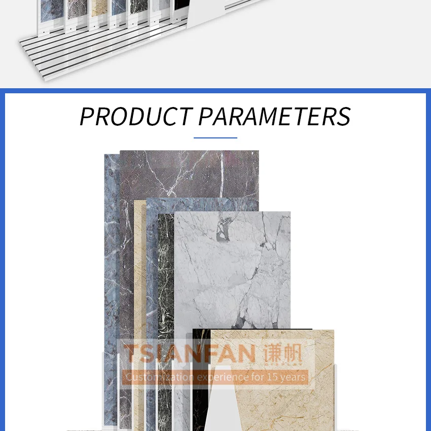 Tsianfan New Arrival Slab Tile Display Showroom With Extendable Rail Push-Pull Marble Mosaic Granite Stone Displays Stand Rack