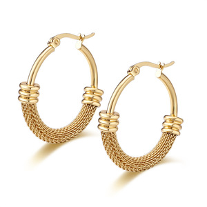 Aros de Acero Inoxidable con Baño de Oro de 18k, Joyería de Moda para Mujer, Uso Diario Informal - Product Image 5