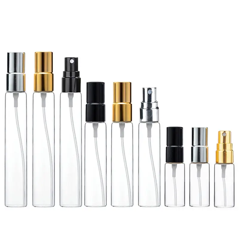 2ml 2 Ml 3ml 5ml 5 Ml 10ml 10 Ml Clear Small Sample Vials Glass Mini Pocket Tester Perfume Atomizer Bottle With Sprayer Pump