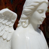 Statues d'anges gardiens grandeur nature en marbre sculpté, style européen, pour l'extérieur, avec garantie d'un an