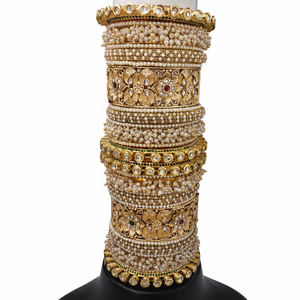 <b>Gold</b> Plated Kundan and Pearl <b>Bangles</b> <b>Set</b> 10573124 Fine Jewelry Collection - Product Image 2