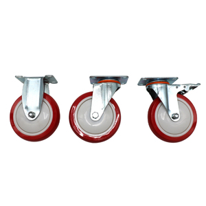 मध्यम शुल्क 75 मिमी 100 मिमी 125 मिमी लाल पॉलीयूरेथेन पु ट्रोली स्विवेल कैस्टर व्हील 3 4 5 इंच - Product Image 1