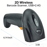 Escáner de Códigos QR 1D y 2D Portátil, con Cable USB e Inalámbrico, Plug&Play, para Supermercados, Tiendas y Almacenes