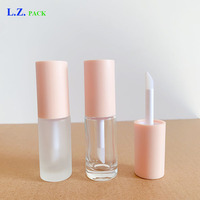 LZ Pack Vente flash Tubes de gloss à lèvres en verre givré avec applicateur, logo personnalisé, 10 ml, gros pinceau, blush, anticernes, gloss à lèvres