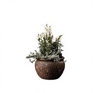 Rustic Textured Metal Planter Pot for Indoor Outdoor Home Garden <b>Flower</b> Plant <b>Display</b> Large Decorative Plant Holder - Product Image 1