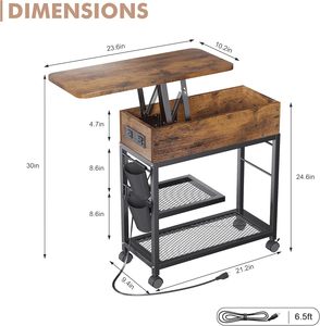 <span class=keywords><strong>Bureau</strong></span> supérieur avec table de chargement avec port USB et prise secteur, table de chevet mobile avec poche latérale adaptée au <span class=keywords><strong>bureau</strong></span> - Product Image 2