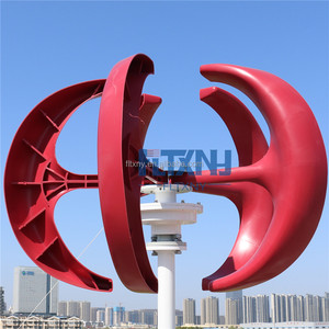 Molino de viento con forma de linterna pequeña de 1KW de fábrica, generador de turbina de viento Vertical de 1000W, 5 cuchillas rojas para farolas domésticas - Product Image 4