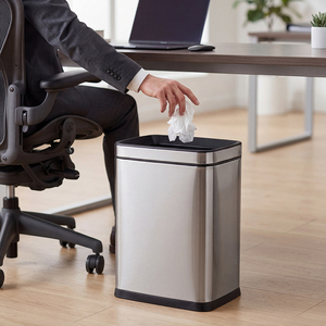 Cestino per Rifiuti in Acciaio Inox Satinato 10L con Apertura Superiore e <span class=keywords><strong>Secchio</strong></span> Interno Rimovibile per Ufficio, Bagno, Cucina - Product Image 1