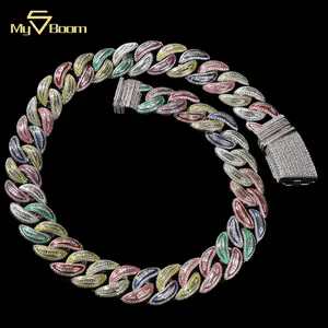 New Design Colorful Chain Bracelet Luminous Treatment Latest Fashion Cuban Link Necklace Miami Cuban Chain for Men and Women