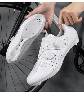 Chaussures de cyclisme blanches avec fermeture Boa et empeigne synthétique respirante pour hommes et femmes, pour la pratique du cyclisme en extérieur - Product Image 5