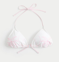 Fabrikant OEM Aangepaste Logo Eco-vriendelijke Snel Droogende Wit Roze Tropische Print Halter Triangel Cheeky Bikini Set met Verwijderbare Vulling