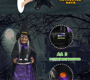 Halloween Animatronic Horror Witch House Keeper Manager elettrico Prop induzione suono luminoso voce Trick Treat Party novità - Product Image 4