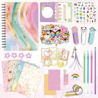 Set de Diario Floral Estético Personalizado, Kit de Scrapbooking DIY, Caja de Regalo de Papelería con Diseño de Primavera Rosada para Niñas y Estudiantes