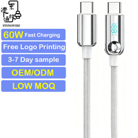 Cable de Carga Rápida USB-C PD 3.1 de 60/120W 5A, con Cubierta de Nylon Trenzado y Goma de PC, Tipo-C a Tipo-C, Cobre Puro, para Computadora, Auriculares, iOS