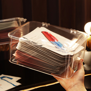 Caja de almacenamiento de cosméticos de acrílico transparente, gran capacidad, con tapa, organizador de mascarillas a prueba de polvo para maquillaje y artículos varios - Product Image 2