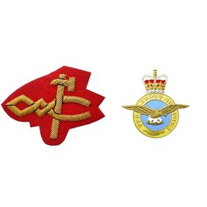 Royal Club School Blazer Badge Brodé À La Main 3D Fil D'or Nickel Brodé Crête Emblème Haute Qualité Logo Décoration Perles - Product Image 1