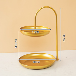 Oturma Odası Aile Tipi Yaratıcı Demir Sanatı Çok Katlı Servis Sepeti Şekerlik Çift Katlı Meyve Tabağı - Product Image 4